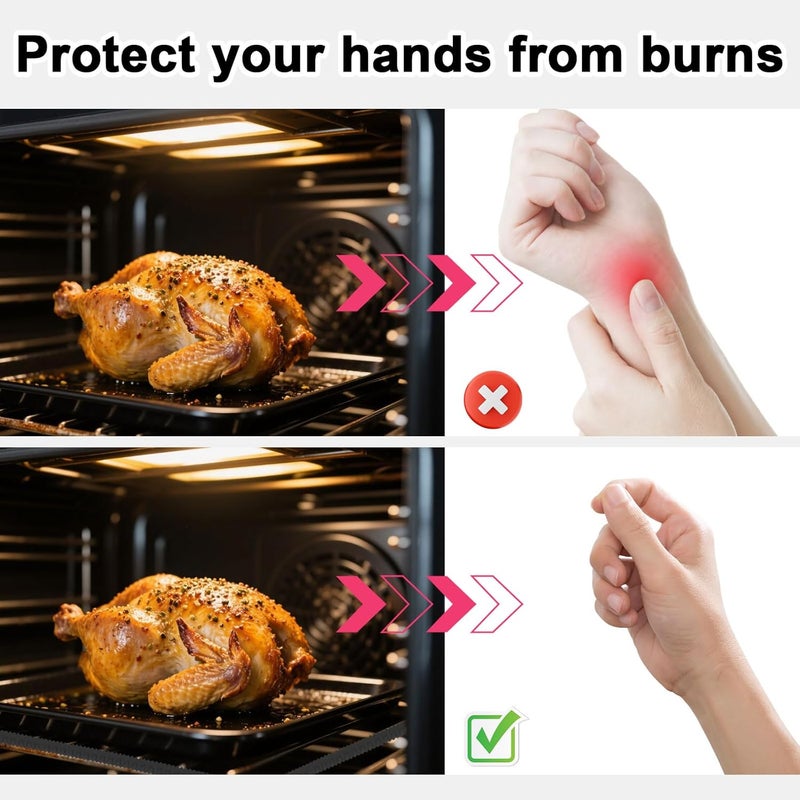 apvok Oven Rack Guards Heat Resistant Silicone Oven Rack Edge Protectors 14 Inches Long Oven Rack Shields Cover - Protector Guards Against Burns And Scars (Black) - Image 3